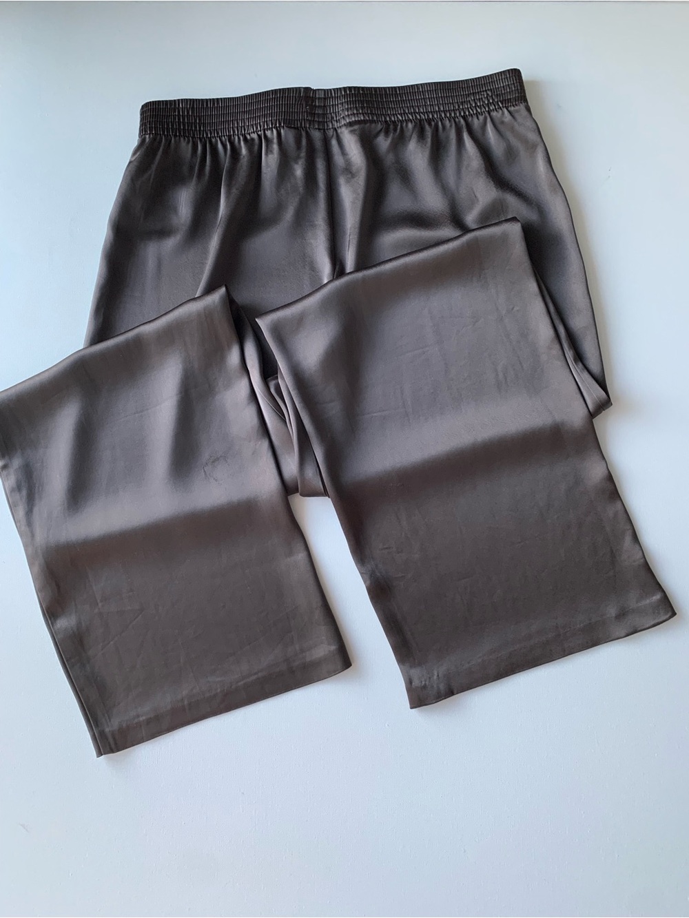 Babaton Satin Pant Elastic-Waist Wide Leg Pants in Chocolate women’s size L - Picture 11 of 13